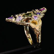 Load image into Gallery viewer, Starwoven Vale: 14k sapphire cluster ring (one of a kind)