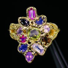 Load image into Gallery viewer, Starwoven Vale: 14k sapphire cluster ring (one of a kind)