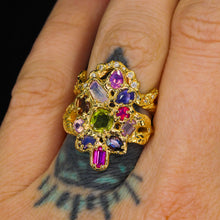 Load image into Gallery viewer, Starwoven Vale: 14k sapphire cluster ring (one of a kind)