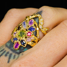 Load image into Gallery viewer, Starwoven Vale: 14k sapphire cluster ring (one of a kind)