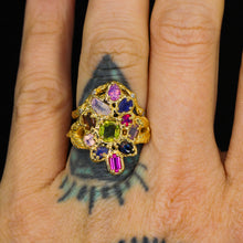 Load image into Gallery viewer, Starwoven Vale: 14k sapphire cluster ring (one of a kind)