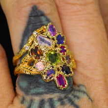 Load image into Gallery viewer, Starwoven Vale: 14k sapphire cluster ring (one of a kind)