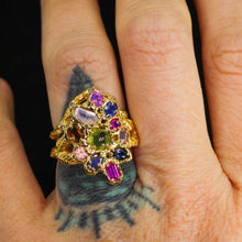Load image into Gallery viewer, Starwoven Vale: 14k sapphire cluster ring (one of a kind)