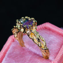 Load image into Gallery viewer, Reverie toi et moi: 14k yellow gold sapphire ring (one of a kind)