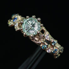 Load image into Gallery viewer, Seawoven: 14k palladium white gold &amp; pastel green/blue Starbrite sapphire ring