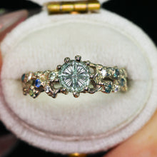 Load image into Gallery viewer, Seawoven: 14k palladium white gold &amp; pastel green/blue Starbrite sapphire ring