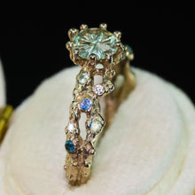 Load image into Gallery viewer, Seawoven: 14k palladium white gold &amp; pastel green/blue Starbrite sapphire ring