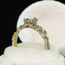 Load image into Gallery viewer, Seawoven: 14k palladium white gold &amp; pastel green/blue Starbrite sapphire ring