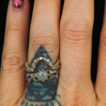 Load image into Gallery viewer, Seawoven: 14k palladium white gold &amp; pastel green/blue Starbrite sapphire ring