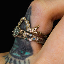 Load image into Gallery viewer, Seawoven: 14k palladium white gold &amp; pastel green/blue Starbrite sapphire ring