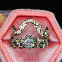 Load image into Gallery viewer, Seawoven: 14k palladium white gold &amp; pastel green/blue Starbrite sapphire ring
