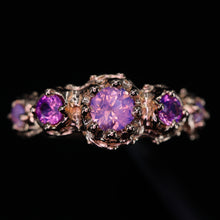 Load image into Gallery viewer, Evelora: 14k rose gold pink 5-stone sapphire crown ring