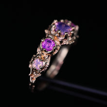 Load image into Gallery viewer, Evelora: 14k rose gold pink 5-stone sapphire crown ring