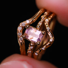 Load image into Gallery viewer, &quot;Seraphina&quot;: 14k rose gold sapphire &amp; diamond ring (ooak)