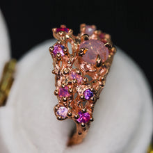Load image into Gallery viewer, Astrarium: 14k rose gold and pink/purple sapphire constellation ring