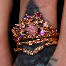 Load image into Gallery viewer, Astrarium: 14k rose gold and pink/purple sapphire constellation ring
