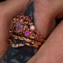 Load image into Gallery viewer, Astrarium: 14k rose gold and pink/purple sapphire constellation ring