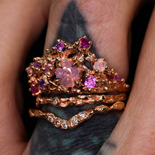 Load image into Gallery viewer, Astrarium: 14k rose gold and pink/purple sapphire constellation ring