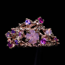 Load image into Gallery viewer, Astrarium: 14k rose gold and pink/purple sapphire constellation ring