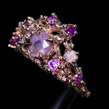 Load image into Gallery viewer, Astrarium: 14k rose gold and pink/purple sapphire constellation ring
