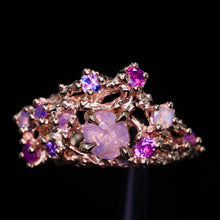 Load image into Gallery viewer, Astrarium: 14k rose gold and pink/purple sapphire constellation ring