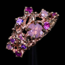 Load image into Gallery viewer, Astrarium: 14k rose gold and pink/purple sapphire constellation ring