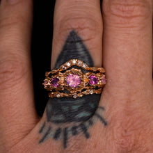 Load image into Gallery viewer, Evelora: 14k rose gold pink 5-stone sapphire crown ring