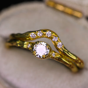 Magnolia ring with natural diamond (made to order)