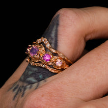 Load image into Gallery viewer, Evelora: 14k rose gold pink 5-stone sapphire crown ring