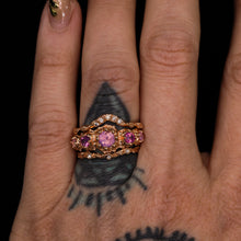 Load image into Gallery viewer, Evelora: 14k rose gold pink 5-stone sapphire crown ring