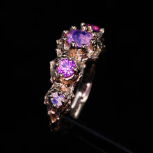 Load image into Gallery viewer, Evelora: 14k rose gold pink 5-stone sapphire crown ring