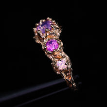 Load image into Gallery viewer, Evelora: 14k rose gold pink 5-stone sapphire crown ring