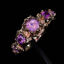Load image into Gallery viewer, Evelora: 14k rose gold pink 5-stone sapphire crown ring
