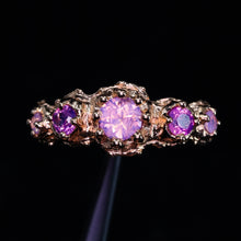Load image into Gallery viewer, Evelora: 14k rose gold pink 5-stone sapphire crown ring