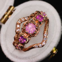 Load image into Gallery viewer, Evelora: 14k rose gold pink 5-stone sapphire crown ring