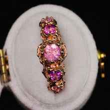 Load image into Gallery viewer, Evelora: 14k rose gold pink 5-stone sapphire crown ring