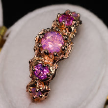 Load image into Gallery viewer, Evelora: 14k rose gold pink 5-stone sapphire crown ring