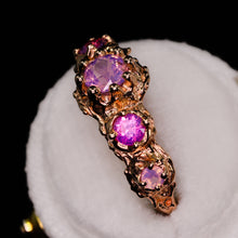 Load image into Gallery viewer, Evelora: 14k rose gold pink 5-stone sapphire crown ring