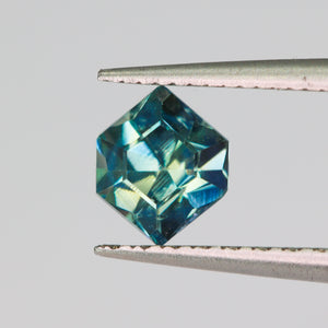 Create your own ring: 0.80ct step cut hexagon teal sapphire