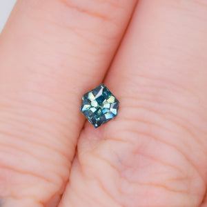 Create your own ring: 0.80ct step cut hexagon teal sapphire