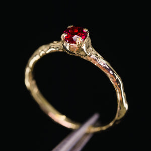 Magnolia ring with lab ruby (made to order)