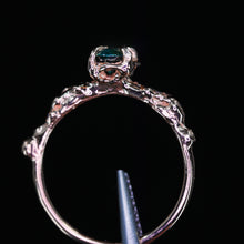 Load image into Gallery viewer, &quot;Calla&quot;: 14k rose gold teal sapphire &amp; diamond ring (ooak)