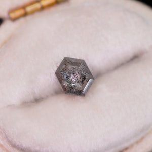 Create your own ring: 0.57ct rosecut hexagon salt & pepper diamond