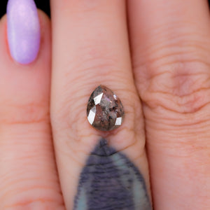 Create your own ring: 1.44ct rosecut pear salt & pepper diamond