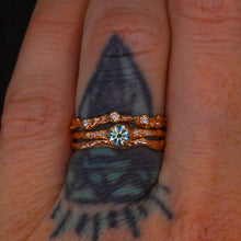 Load image into Gallery viewer, Magnolia ring with teal moissanite (made to order)