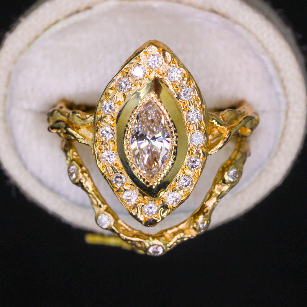 Venus ring: 14k gold & marquise diamond halo (multiple options)