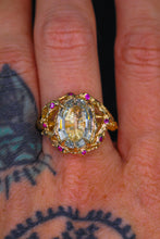 Load image into Gallery viewer, Eros and Aphrodite ring (14k aquamarine and sapphire; OOAK)