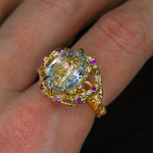 Load image into Gallery viewer, Eros and Aphrodite ring (14k aquamarine and sapphire)