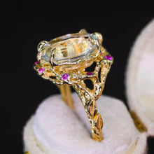 Load image into Gallery viewer, Eros and Aphrodite ring (14k aquamarine and sapphire)