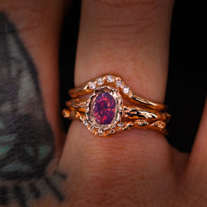 Ondine: 14k pink/purple opalescent sapphire ring